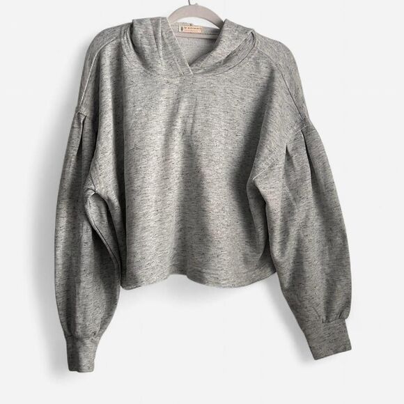 Free People Movement Grey Pleated Balloon Sleeve Hoodie – Small - Picture 3 of 6